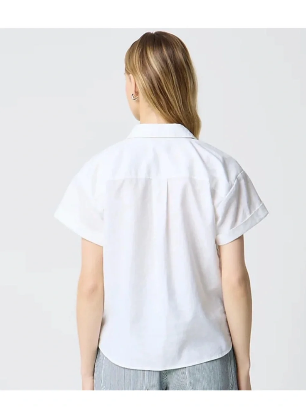 J Crew Linen Top XS Button Front Short Sleeve Classic Shirt Summer 2024 CA115